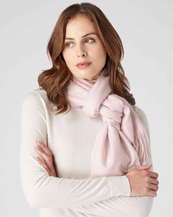 N.Peal Unisex Large Woven Cashmere Scarf Quartz Pink