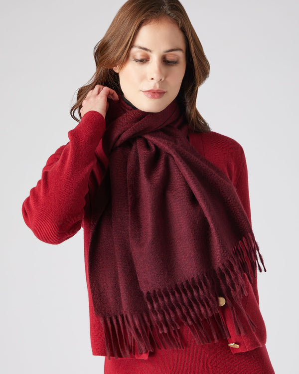 N.Peal Unisex Large Woven Cashmere Scarf Shiraz Melange Red