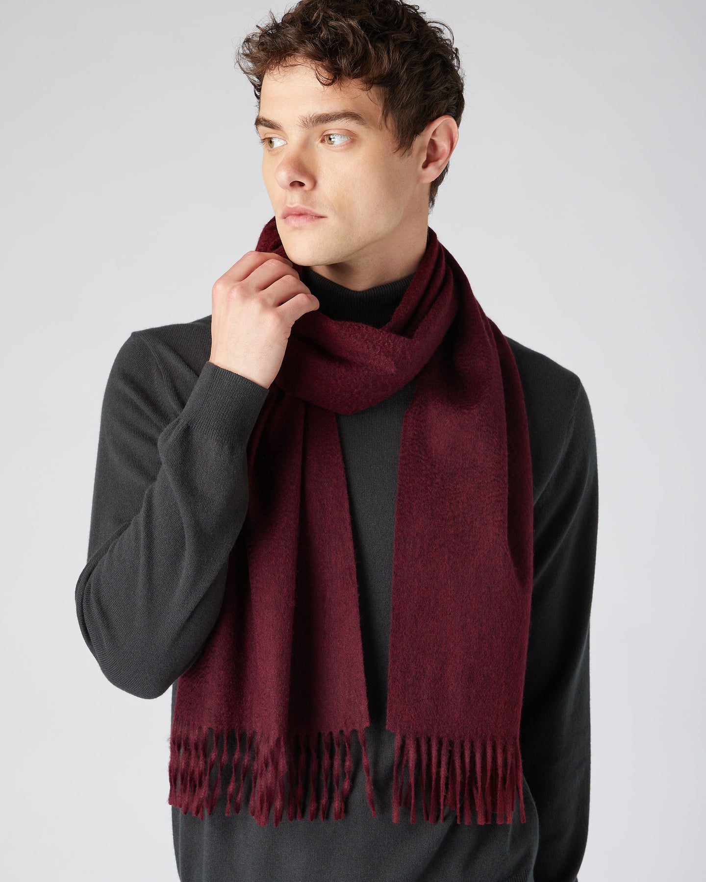 Unisex Large Woven Cashmere Scarf Shiraz Melange Red | N.Peal