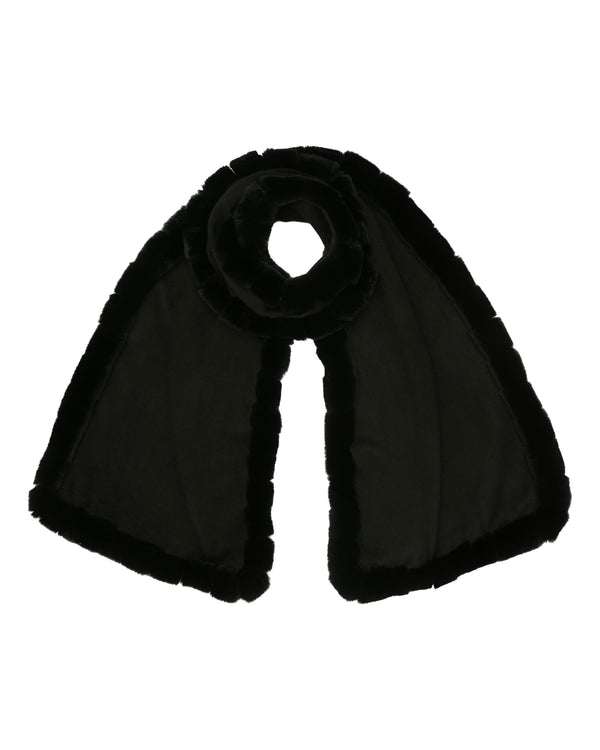 N.Peal Women's Cashmere Scarf With Fur Trim Black