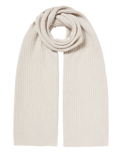 N.Peal Women's Short Ribbed Cashmere Scarf With Lurex Ecru White Sparkle