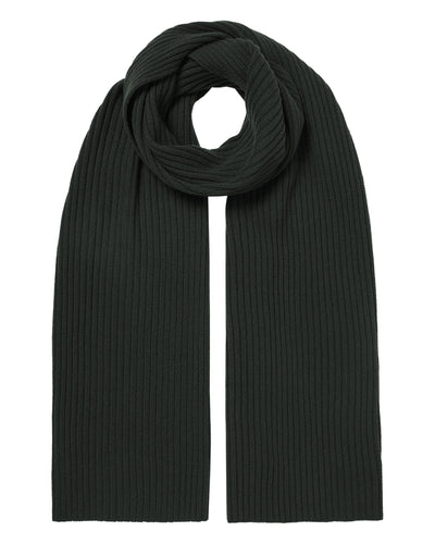 N.Peal Unisex Short Ribbed Cashmere Scarf Dark Green