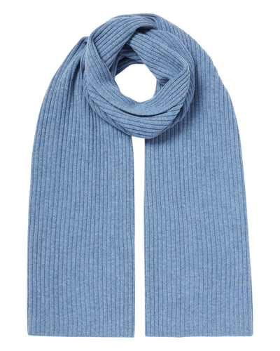 N.Peal Unisex Short Ribbed Cashmere Scarf Faded Indigo Blue