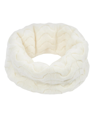 N.Peal Unisex Cable Cashmere Snood New Ivory White