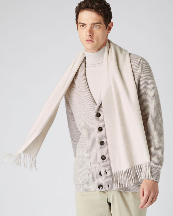 N.Peal Unisex Woven Cashmere Scarf Ecru White