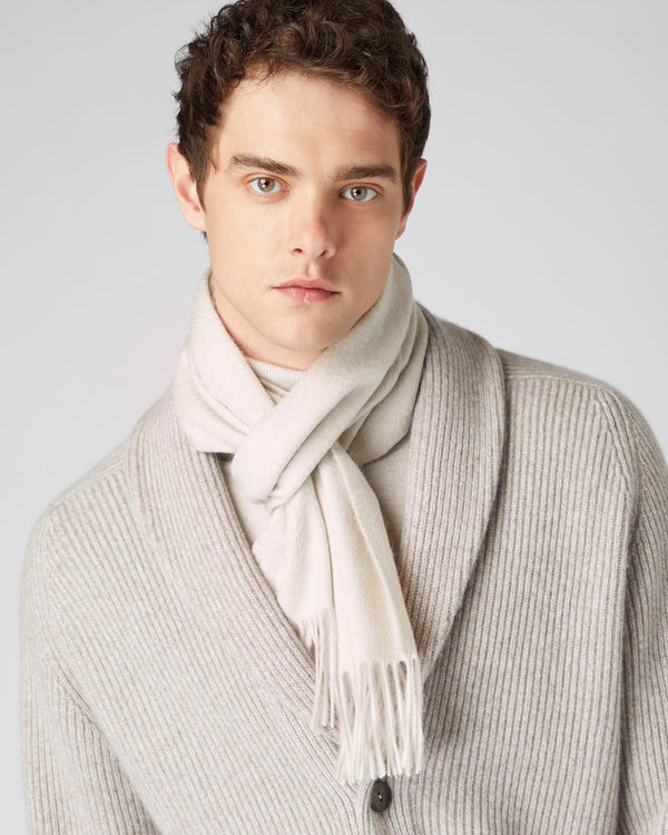 N.Peal Unisex Woven Cashmere Scarf Ecru White