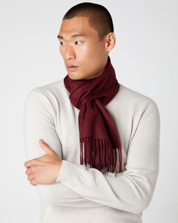 N.Peal Unisex Woven Cashmere Scarf Shiraz Melange Red
