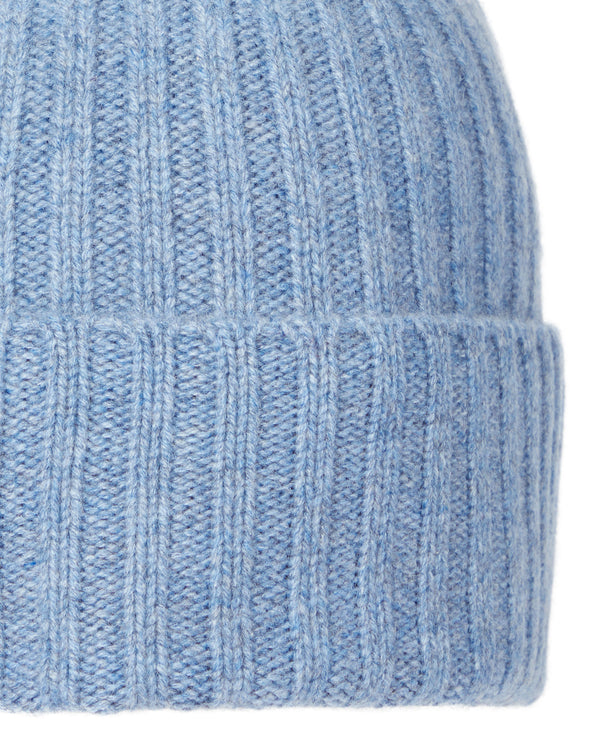 N.Peal Unisex Chunky Ribbed Cashmere Hat Faded Indigo Blue