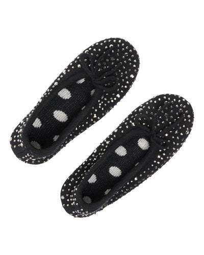 N.Peal Women's Jewelled Cashmere Slippers Black