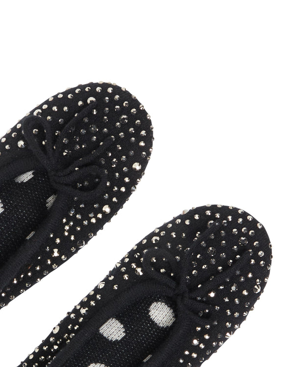 N.Peal Women's Jewelled Cashmere Slippers Black