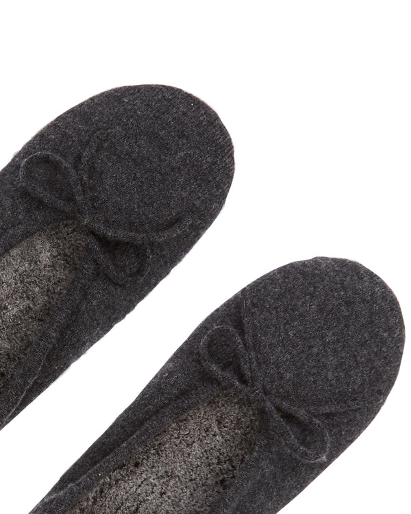 N.Peal Women's Fur Lined Cashmere Slippers Dark Charcoal Grey