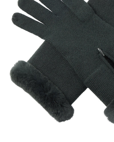 N.Peal Women's Fur And Cashmere Gloves Dark Green