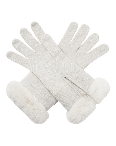 N.Peal Women's Fur And Cashmere Gloves Pebble Grey