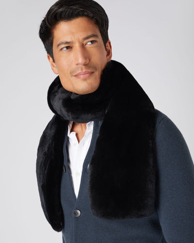 N.Peal Unisex Long Fur Scarf Black