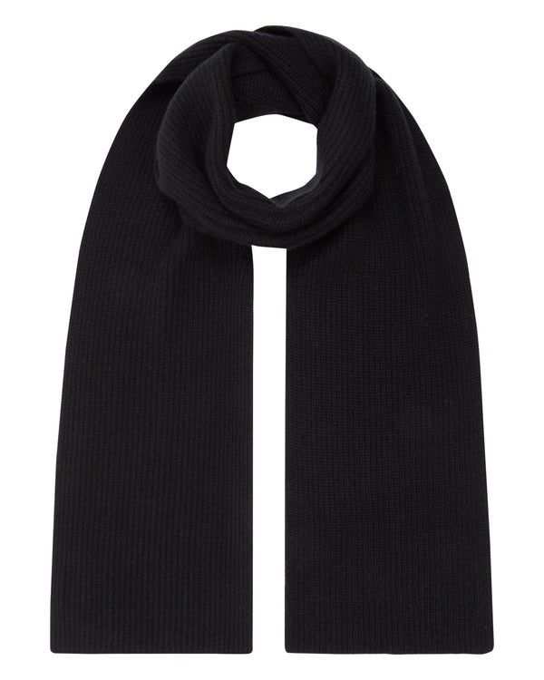 N.Peal Unisex Ribbed Cashmere Scarf Black