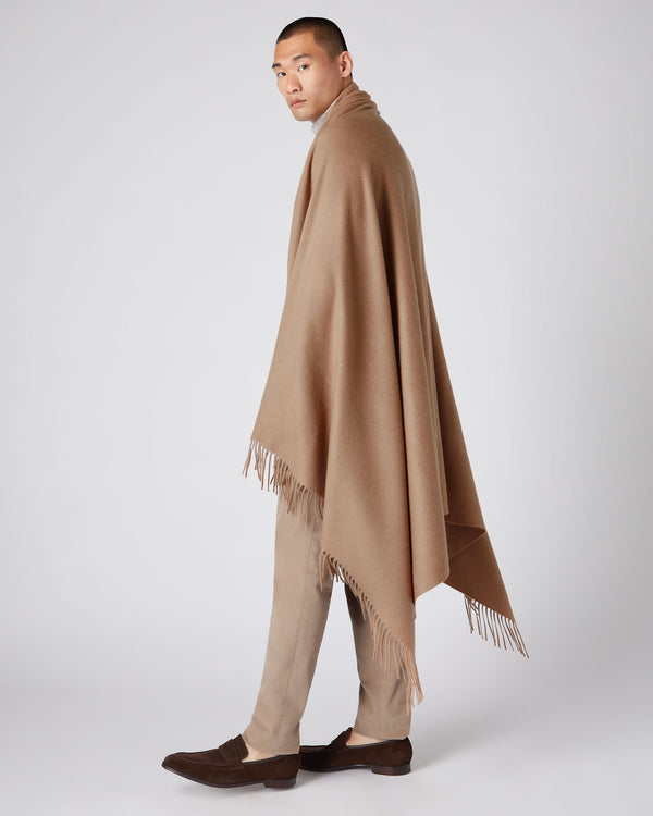 N.Peal Unisex Woven Cashmere Blanket Dark Tan Brown