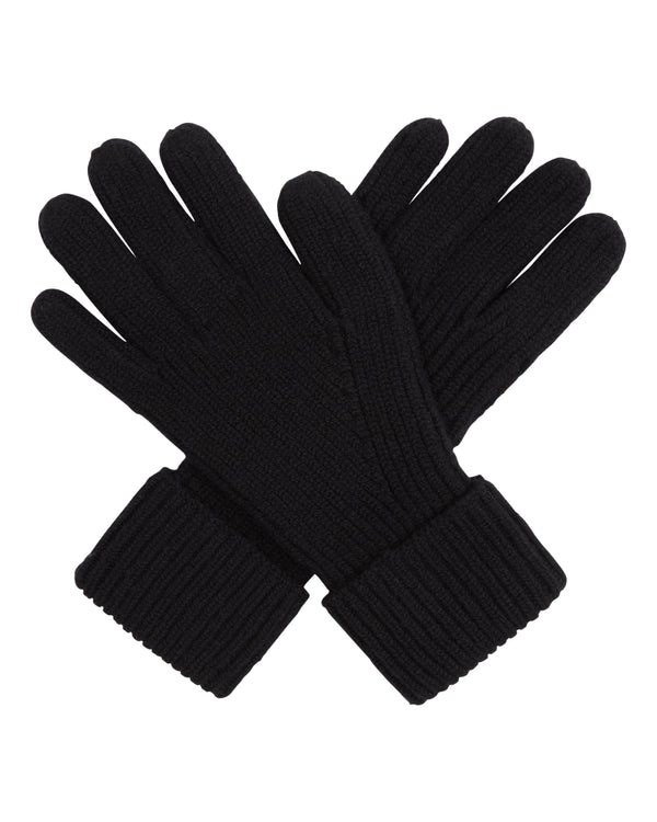 N.Peal Men's Ribbed Cashmere Gloves Black