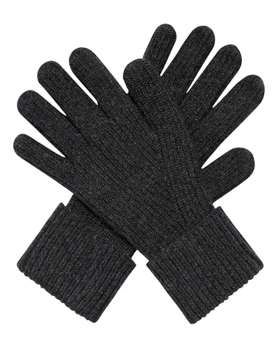 N.Peal Men's Ribbed Cashmere Gloves Dark Charcoal Grey