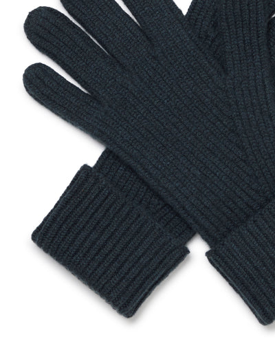 N.Peal Men's Ribbed Cashmere Gloves Grigio Blue