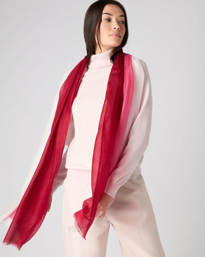 N.Peal Women's Dip Dye Cashmere Scarf Opera Red