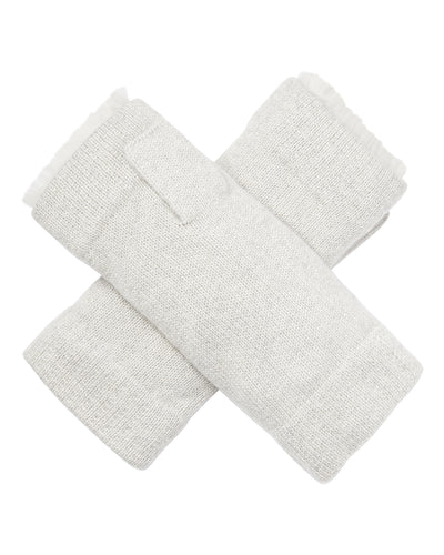 N.Peal Unisex Fur Lined Fingerless Cashmere Gloves Pebble Grey