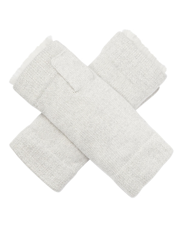 Unisex Fur Lined Fingerless Cashmere Gloves 1