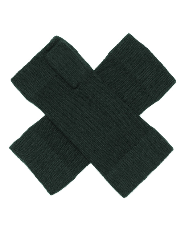 N.Peal Unisex Fingerless Cashmere Gloves Dark Green
