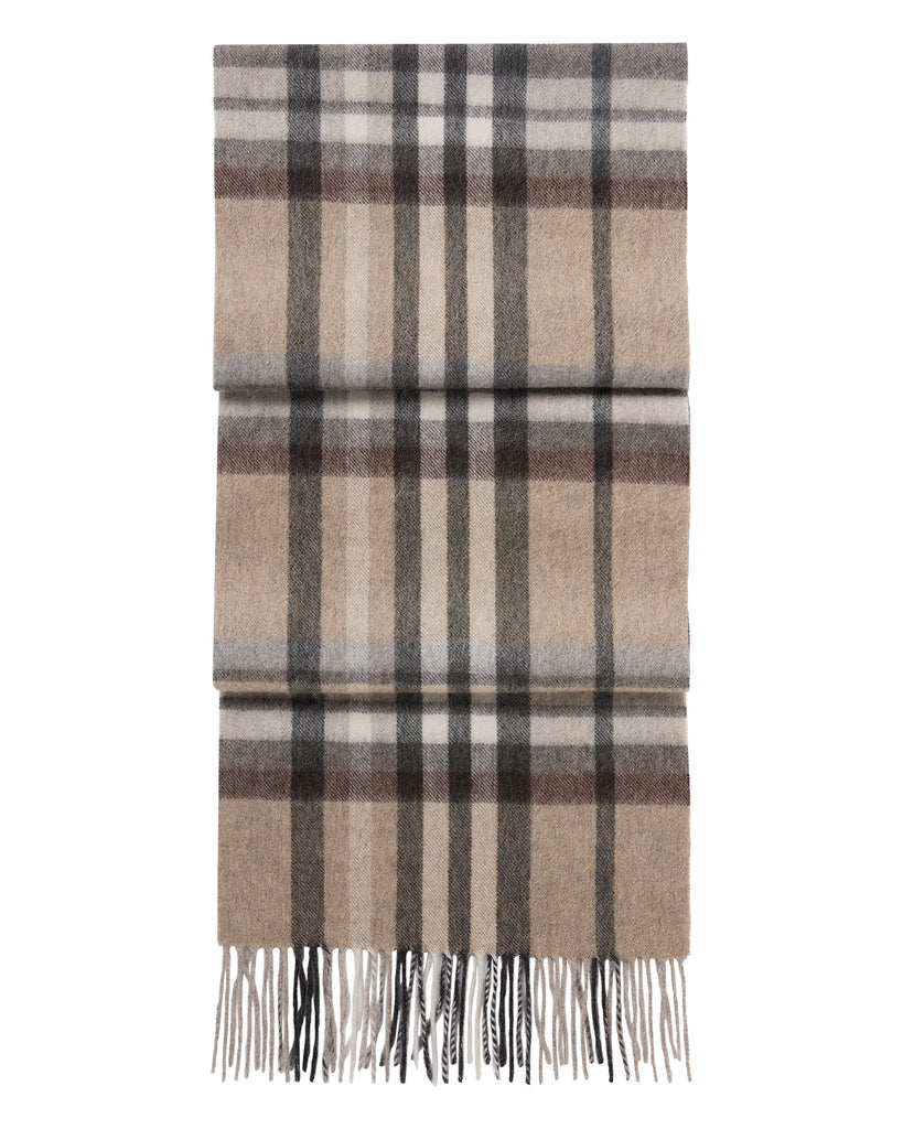 Unisex Cashmere Check Scarf Cream Check | N.Peal