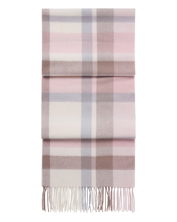 N.Peal Women's Cashmere Check Scarf Pink + Grey