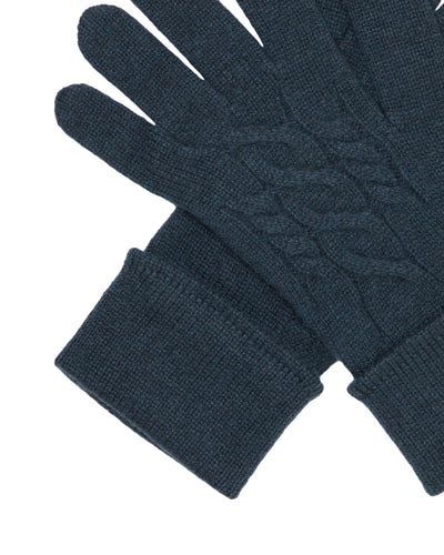 N.Peal Women's Cable Cashmere Gloves Grigio Blue