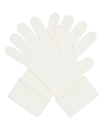 N.Peal Women's Cable Cashmere Gloves New Ivory White