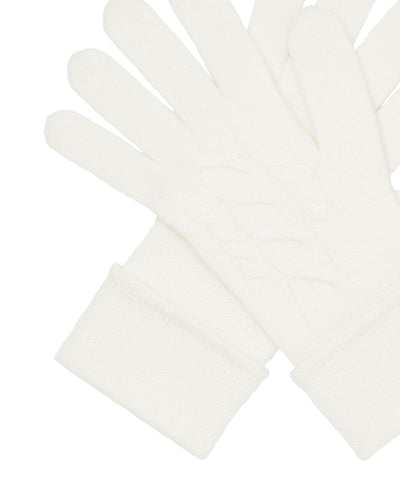 N.Peal Women's Cable Cashmere Gloves New Ivory White