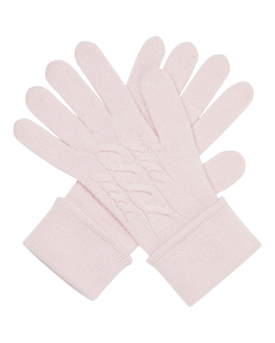 N.Peal Women's Cable Cashmere Gloves Quartz Pink