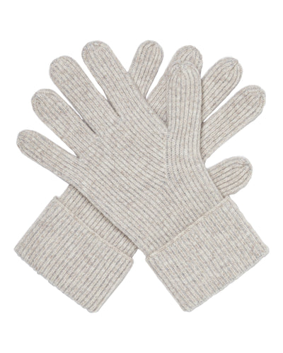 N.Peal Women's Plated Rib Cashmere Gloves Sand Brown