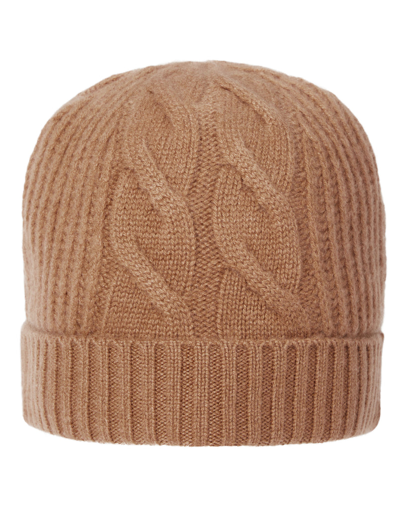 Women's Cable Rib Cashmere Hat Dark Camel Brown | N.Peal