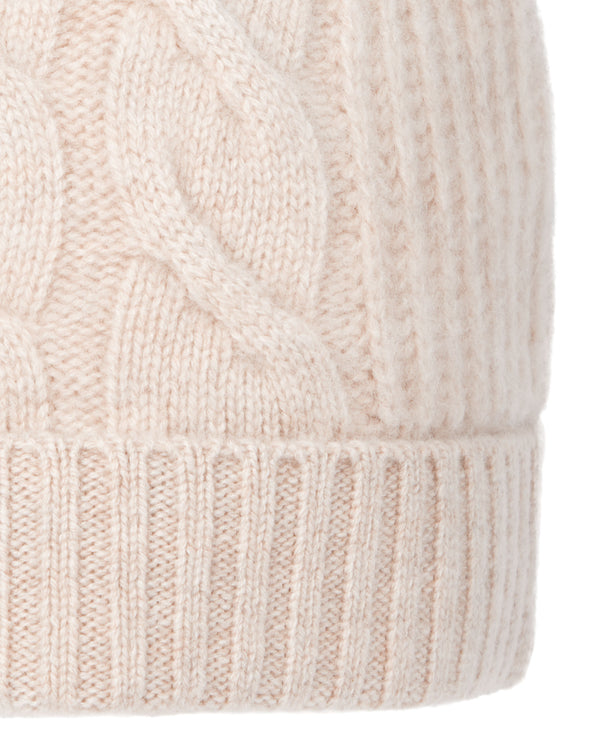 Women's Cable Rib Cashmere Hat Heather Beige Brown | N.Peal