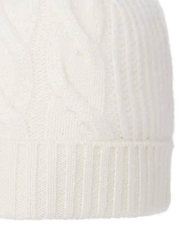 Women's Cable Rib Cashmere Hat New Ivory White | N.Peal