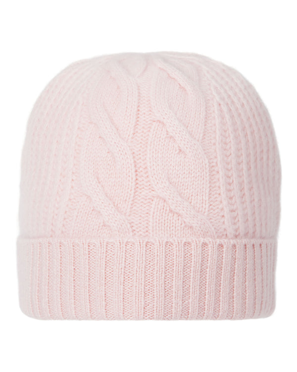 N.Peal Women's Cable Rib Cashmere Hat Quartz Pink