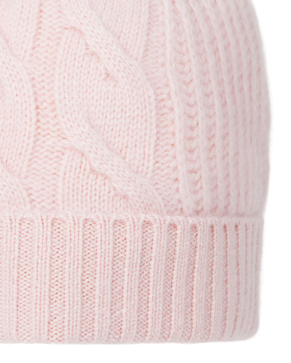 N.Peal Women's Cable Rib Cashmere Hat Quartz Pink