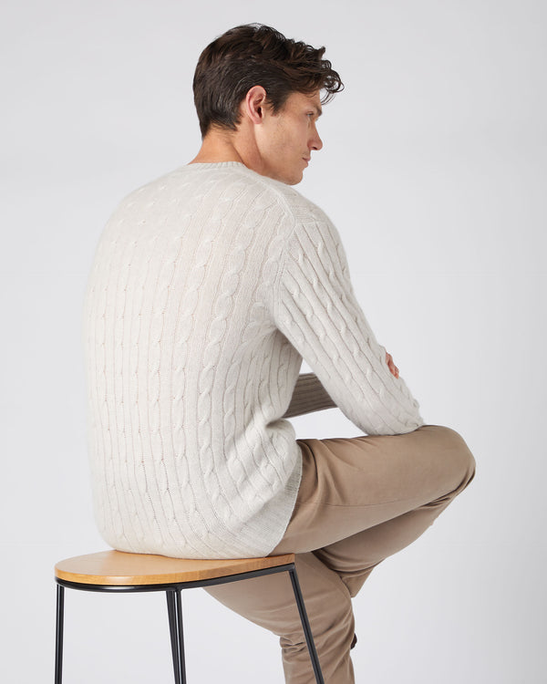 Men's Thames Cable Round Neck Cashmere Jumper 4