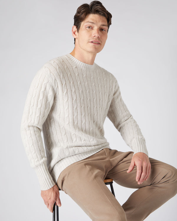 Men's Thames Cable Round Neck Cashmere Jumper 1