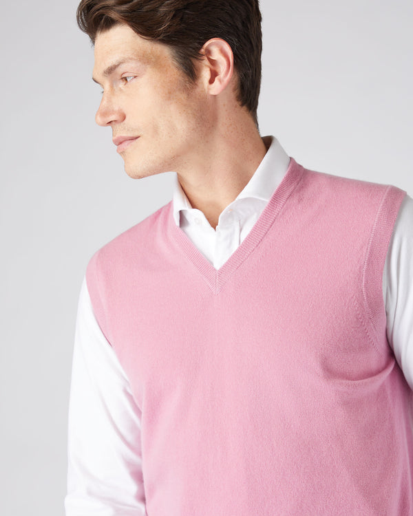 N.Peal Men's The Westminster Cashmere Slipover Burano Pink