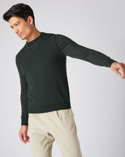N.Peal Men's The Westminster Cashmere Slipover Dark Green