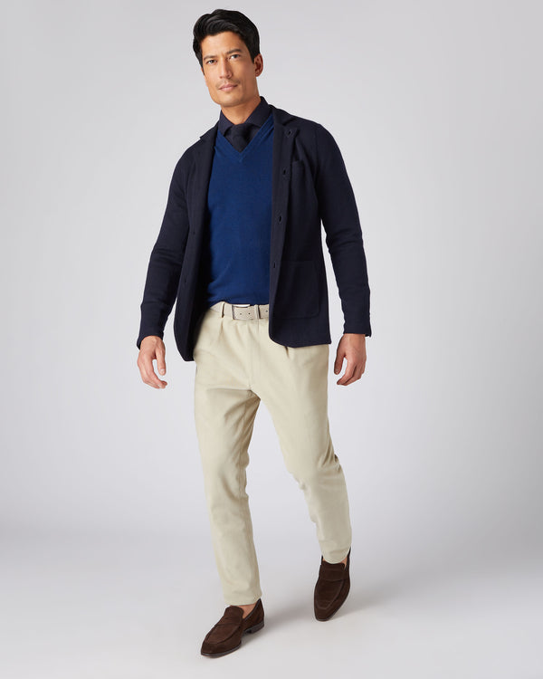 N.Peal Men's The Westminster Cashmere Slipover French Blue