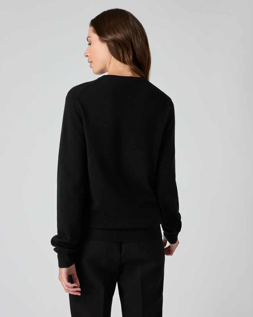 Women's The Oxford Round Neck Cashmere Jumper Black | N.Peal