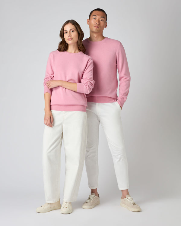 N.Peal The Oxford Round Neck Cashmere Jumper Burano Pink