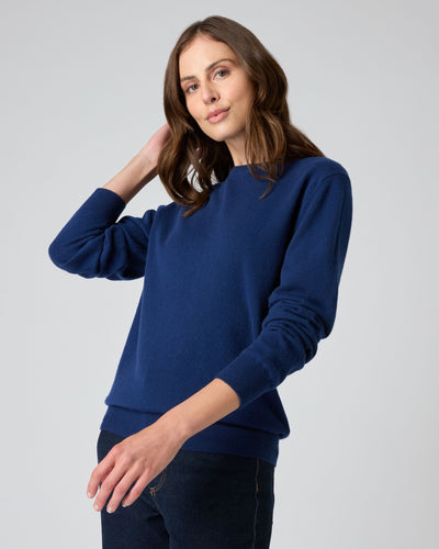 N.Peal The Oxford Round Neck Cashmere Jumper French Blue