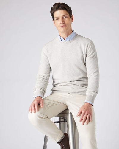 N.Peal The Oxford Round Neck Cashmere Jumper Pebble Grey
