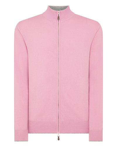 N.Peal Men's The Knightsbridge Zip Cashmere Jumper Burano Pink