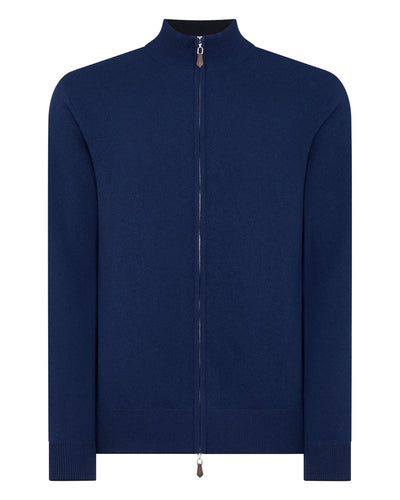 N.Peal Men's The Knightsbridge Zip Cashmere Jumper French Blue